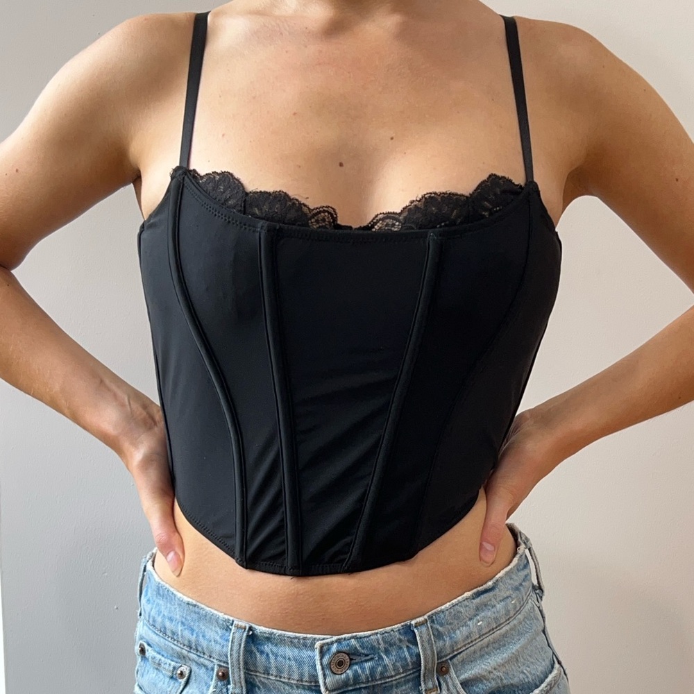 Urban Outfitters Black Corset with Lace Detail